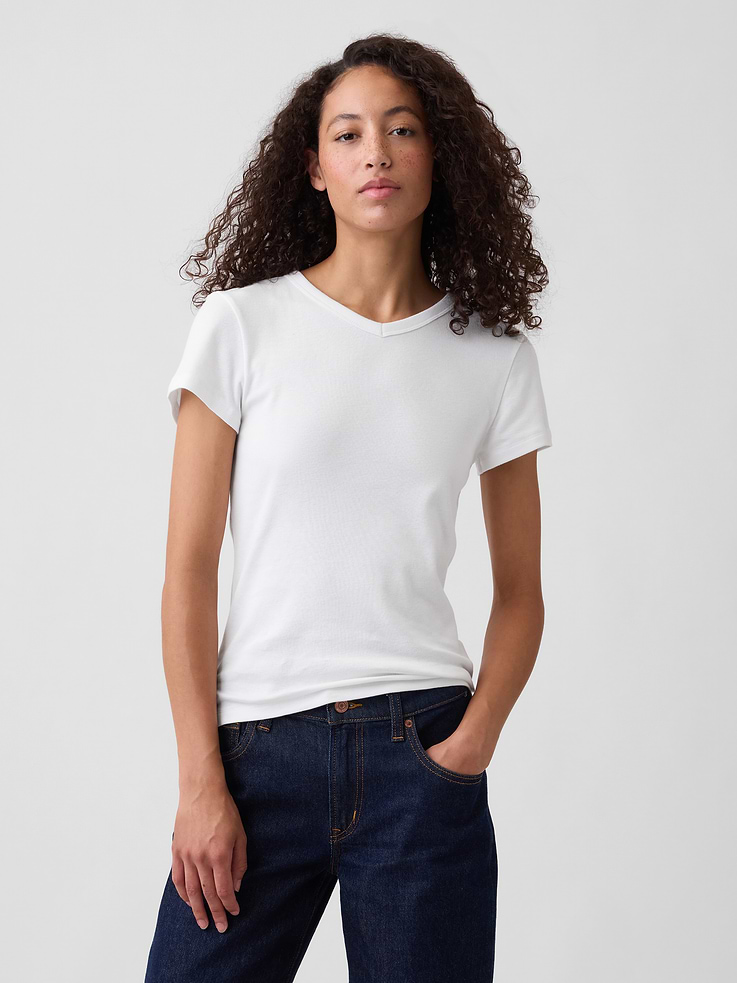 Image number 1 showing, Modern Ribbed High-Neck T-Shirt