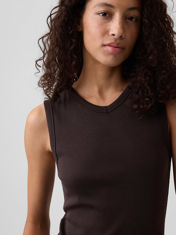 Modern Ribbed High-Neck Tank Top