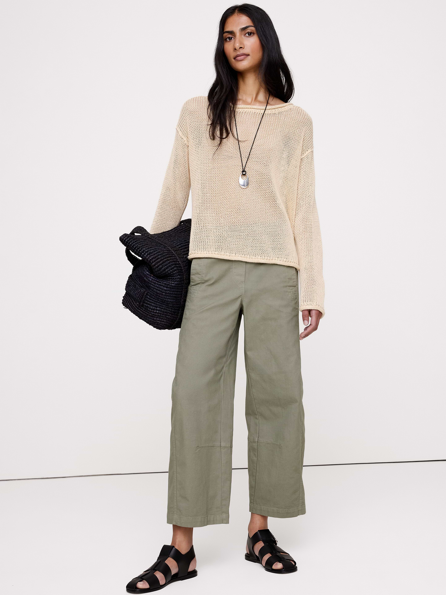 L'image numéro 1 présente Pantalon de peintre décontracté à taille mi-basse extensible
