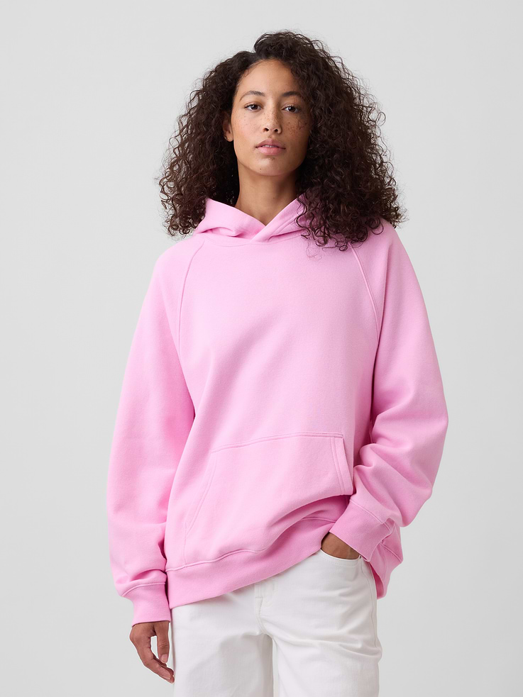 Image 1 of 5, This product is made with/contains 23% recycled polyester. Compared to virgin materials, using recycled materials helps reduce resource use and waste., Soft, comfy fleece., Dropped shoulder, long raglan sleeves with banded cuffs., Hood., Kanga pocket., Banded hem., Product #1184661