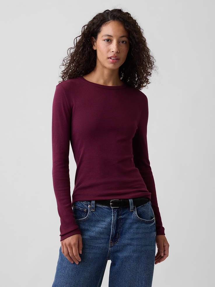 Image 1 of 5, Soft ribbed knit., Long sleeves., Crewneck., Select styles have allover print or stripes., Product #1179570