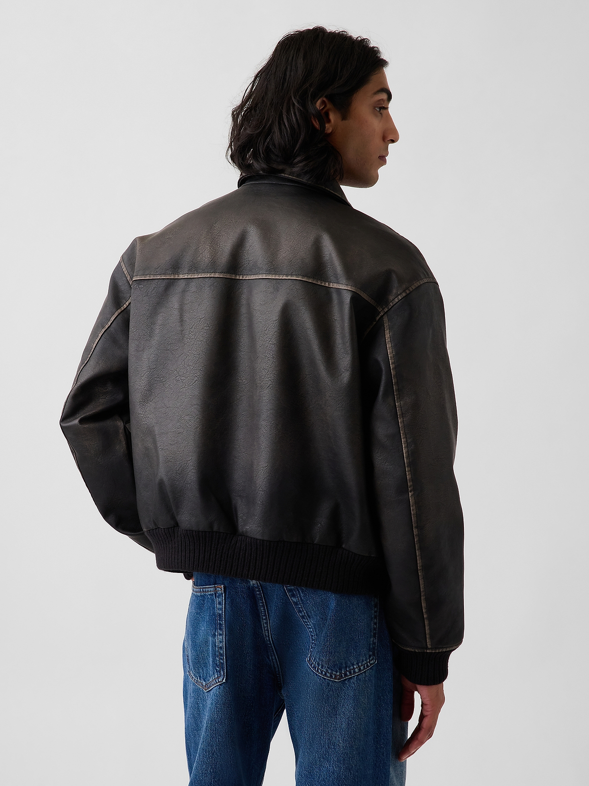 ジャケット・アウター OLD GAP 90s short leather bomber jacket Recycled Vegan Leather Bomber Jacket | Gap