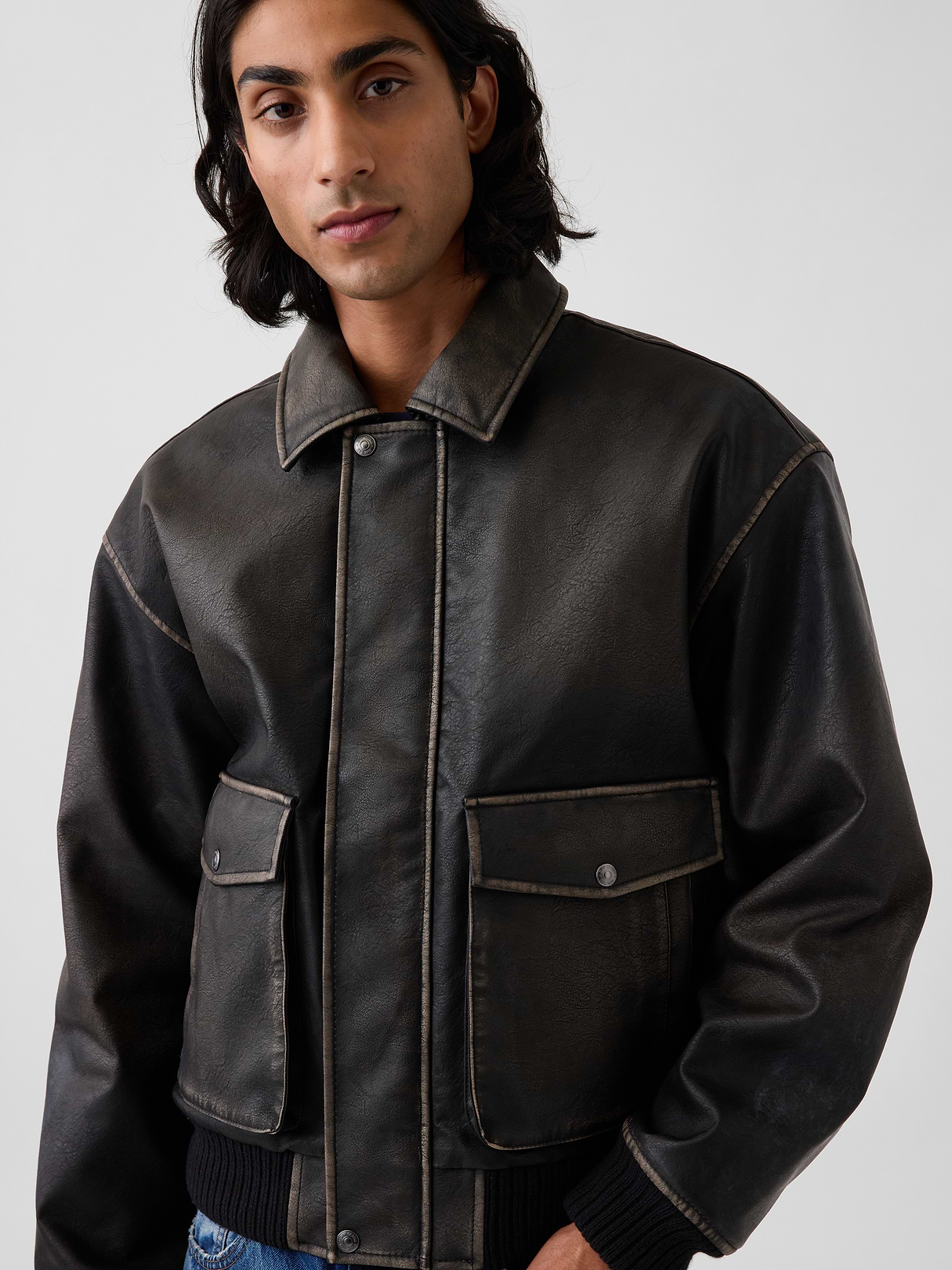 Recycled Vegan Leather Bomber Jacket | Gap