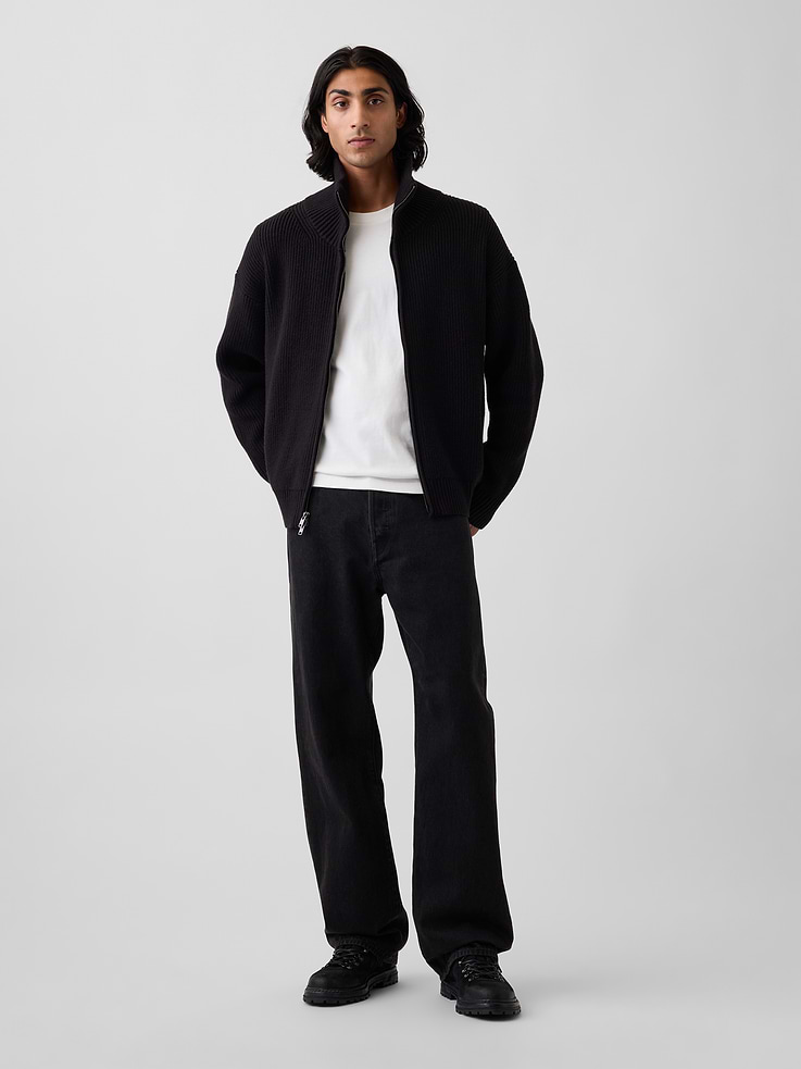 Image number 2 showing, Oversized Double-Zip Cardigan Sweater