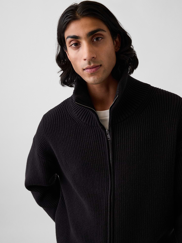 Image number 4 showing, Oversized Double-Zip Cardigan Sweater