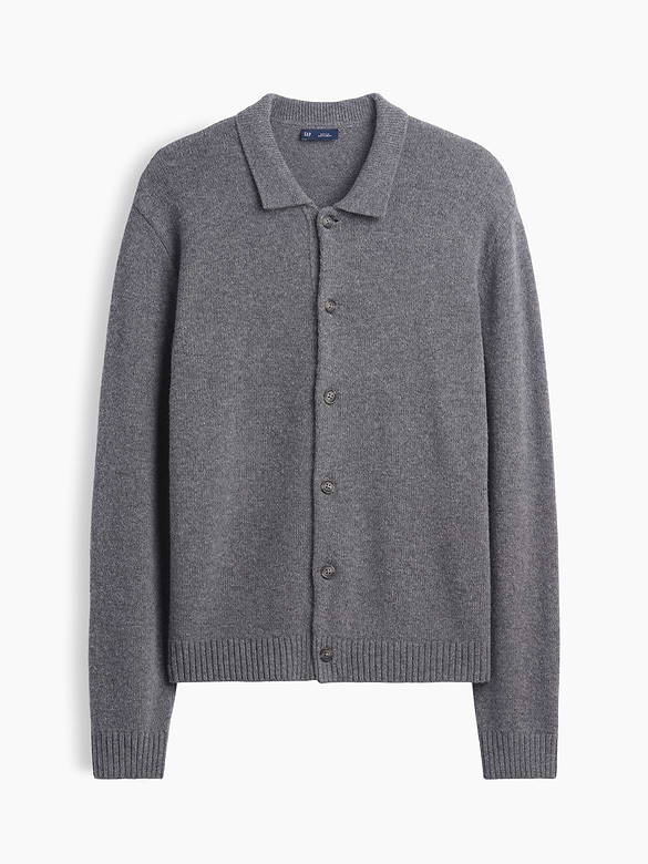 Relaxed Polo Cardigan Sweater
