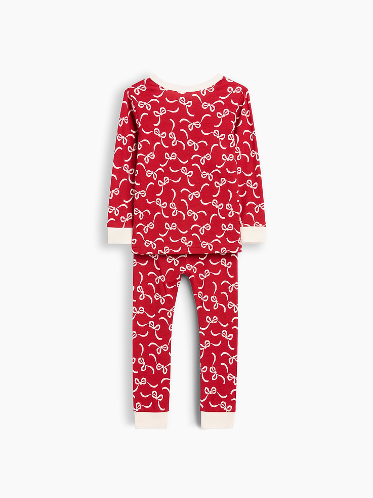 Image 2 of 2, Baby & Toddler Organic Brushed Cotton Bow PJ Set