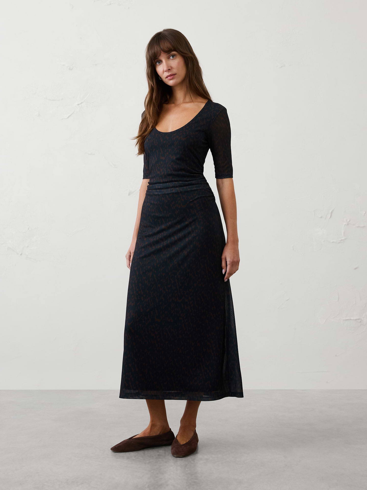 Image number 1 showing, Mesh Scoop-Neck Midi Dress