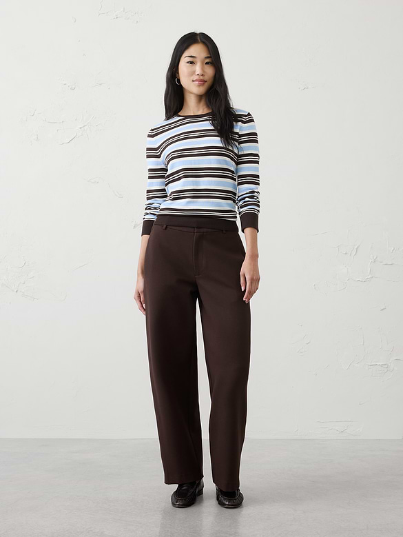 Barrel-Leg High-Rise Knit Ponte Pant