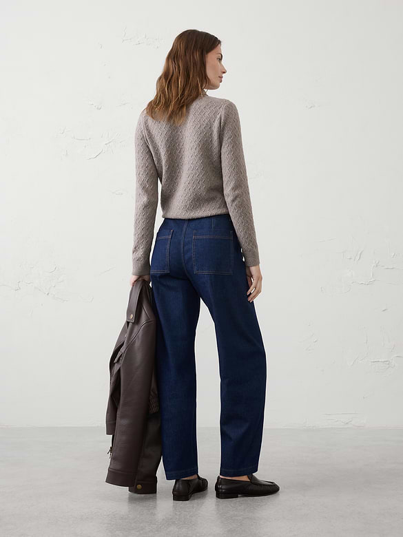 Barrel-Leg Mid-Rise Seamed Jean