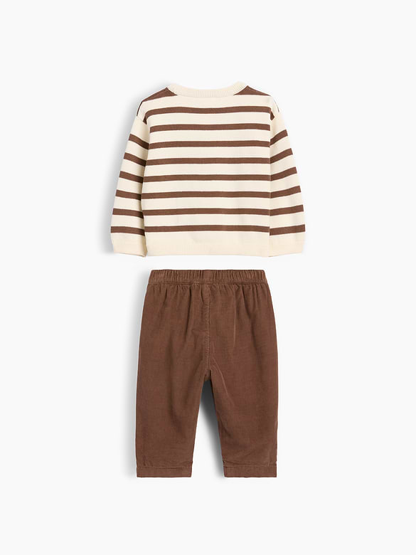 Baby Sweater & Corduroy Pants Outfit Set