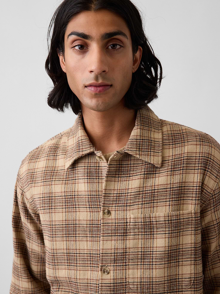 Image number 4 showing, Relaxed Straight-Hem Flannel Shirt