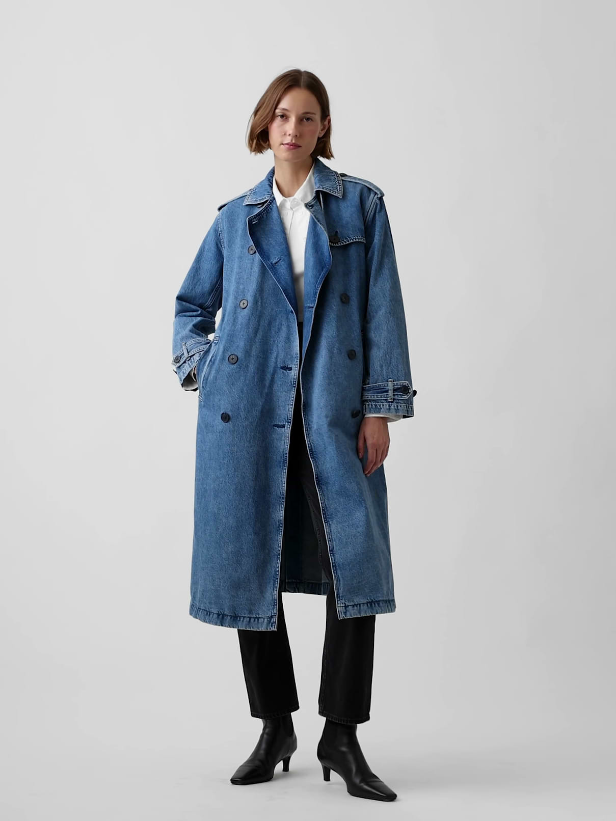 Longline Icon Denim Trench Jacket | Gap