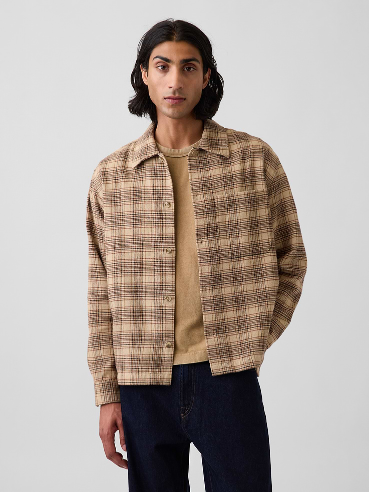 Image number 1 showing, Relaxed Straight-Hem Flannel Shirt