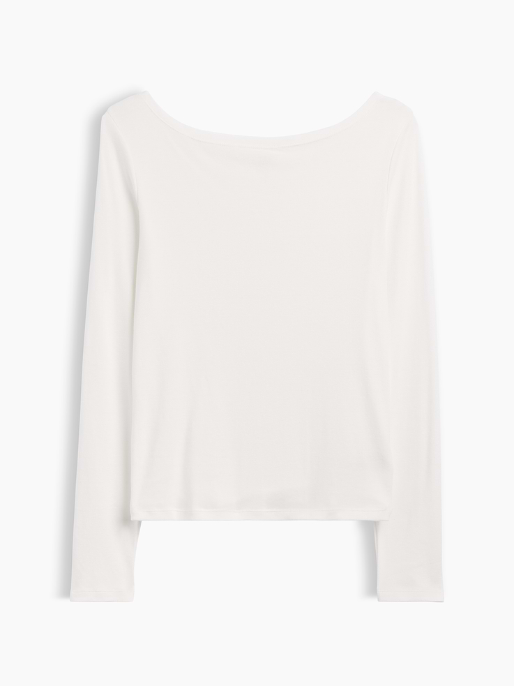Image 5 of 5, Modern Ribbed Boatneck T-Shirt