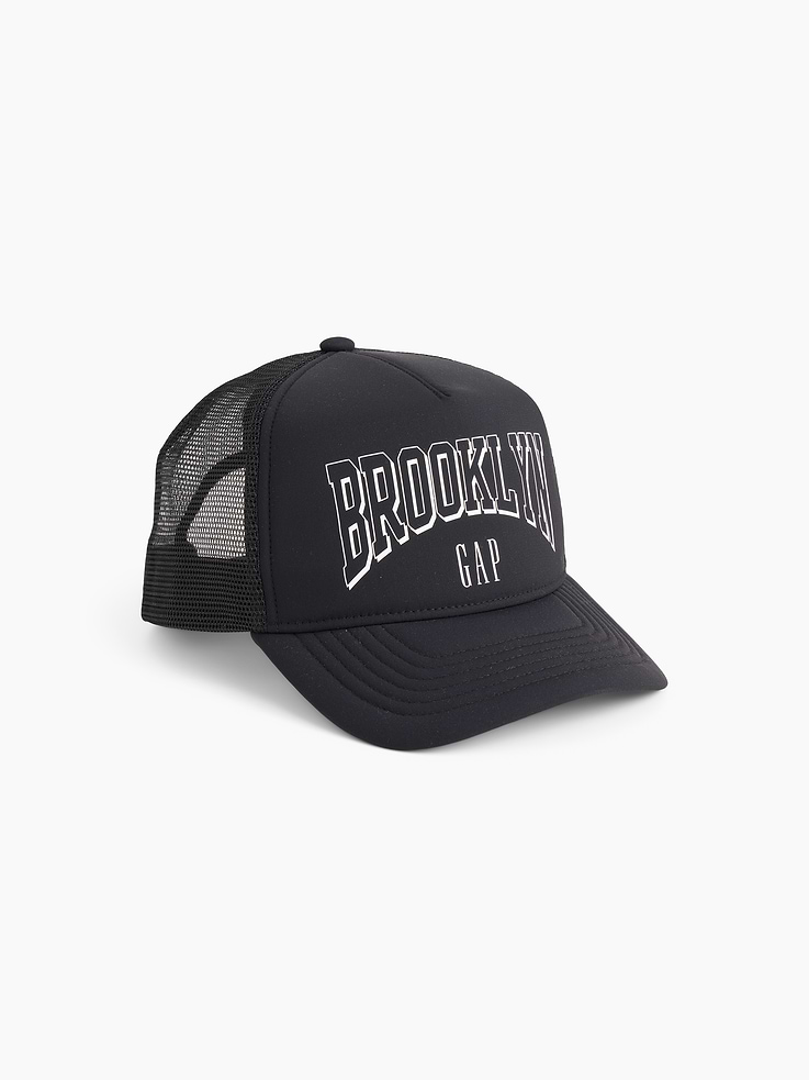 Image 1 of 1, Nylon weave with mesh back., Gap Brooklyn graphic at front., Stitching at brim., Plastic rear strap., Product #1188625