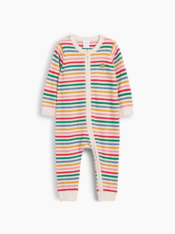 Baby CashSoft Happy Stripe Sweater One-Piece