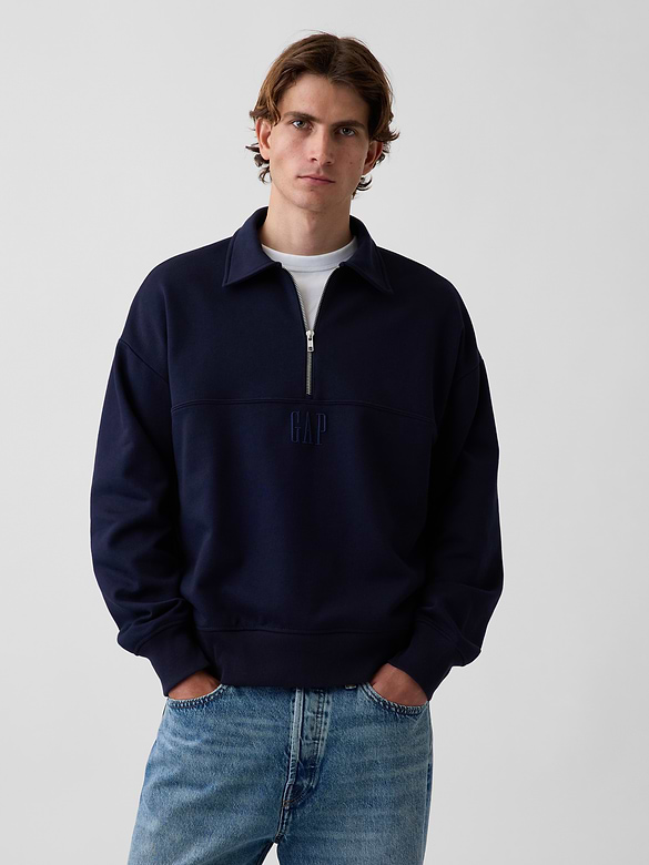 Heavyweight Oversized Logo Half-Zip Pullover