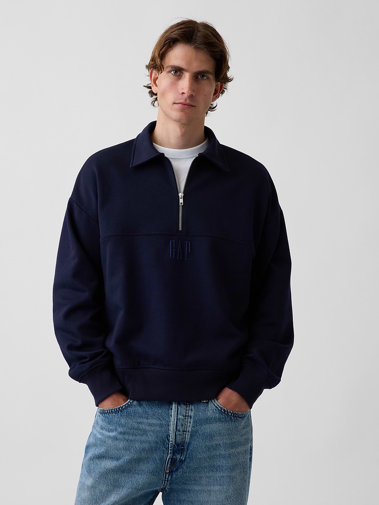 Image number 1 showing, Heavyweight Oversized Logo Half-Zip Pullover