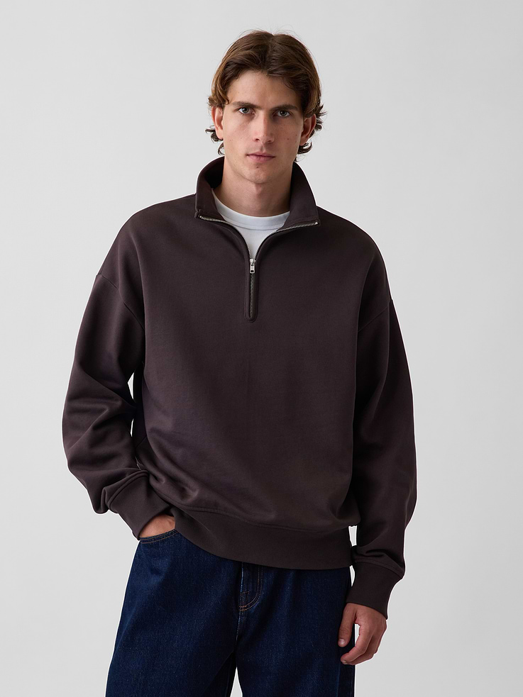 Image number 1 showing, Heavyweight Oversized Quarter-Zip Pullover