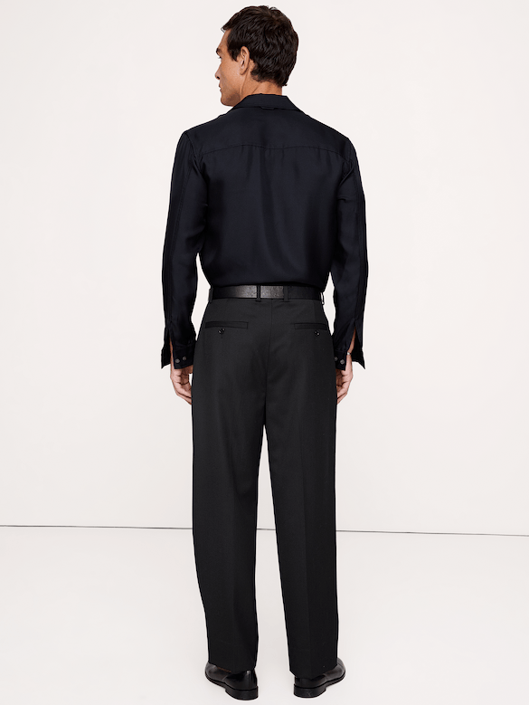 Loose Pleated Twill Suit Pant