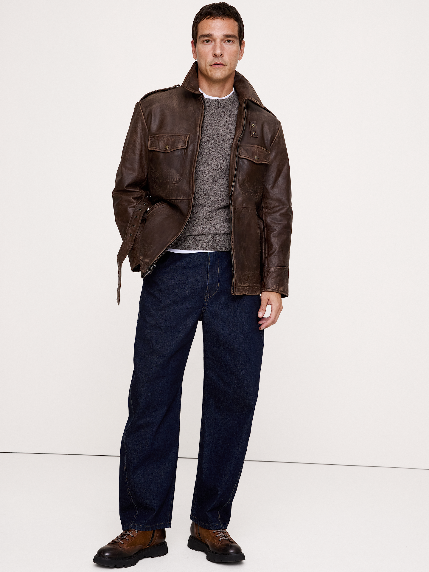 Image number 1 showing, Archive Reissue Leather Belted Field Jacket