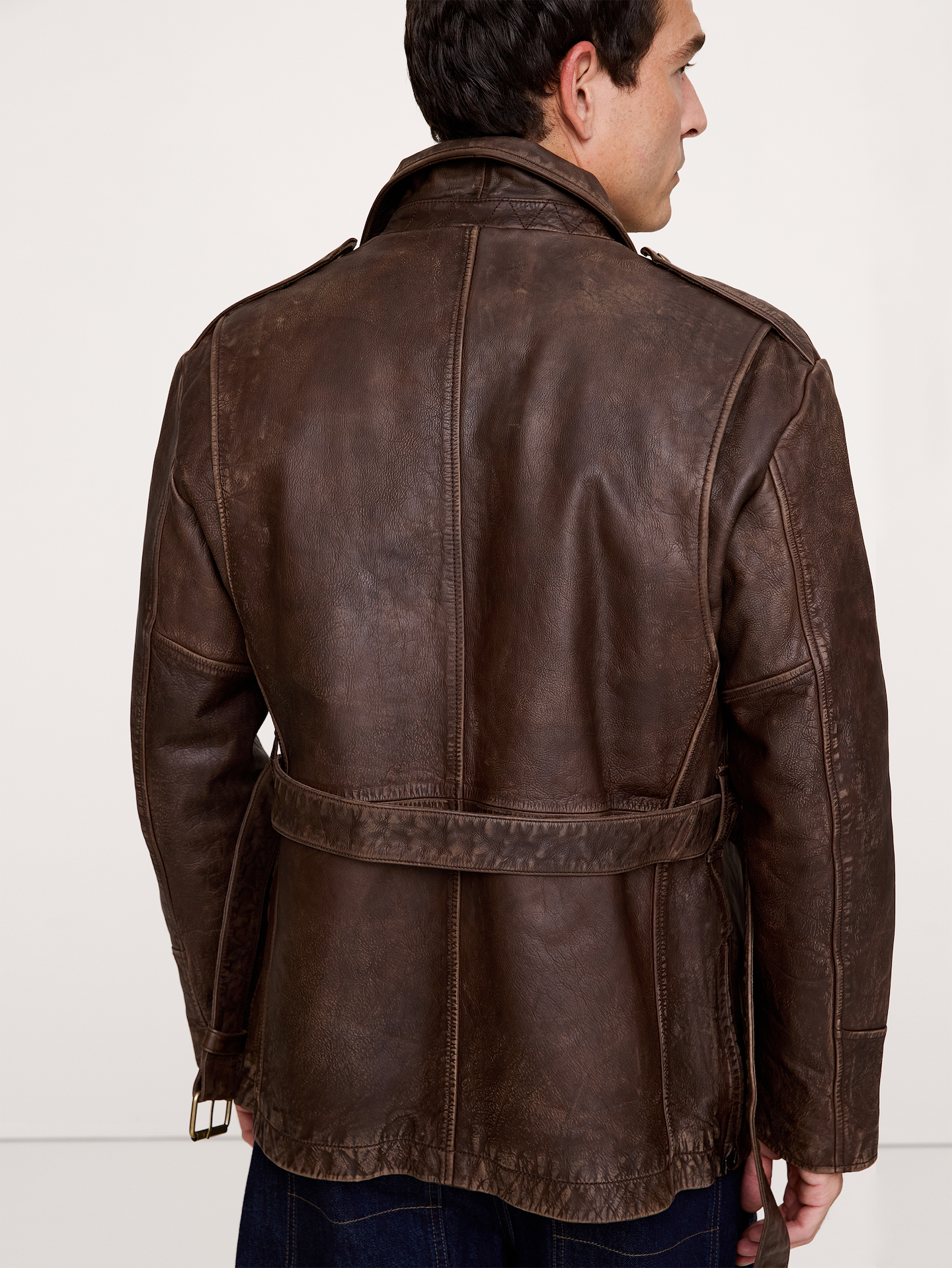 Image number 3 showing, Archive Reissue Leather Belted Field Jacket
