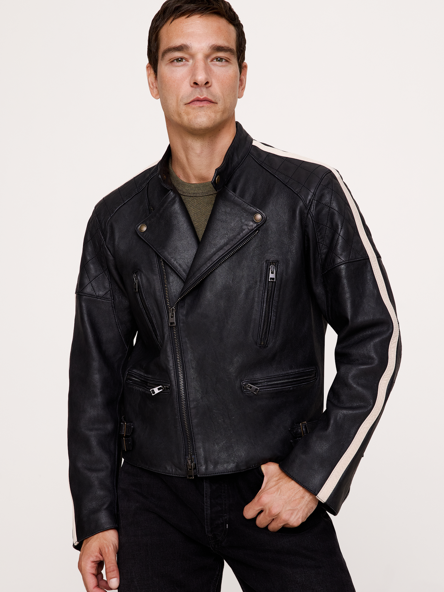 Image number 1 showing, Classic Leather Biker Jacket