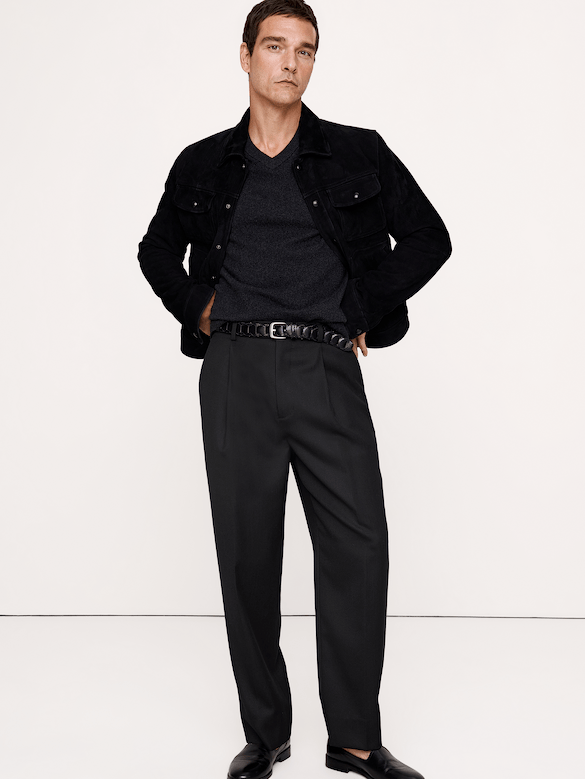 Loose Pleated Twill Suit Pant