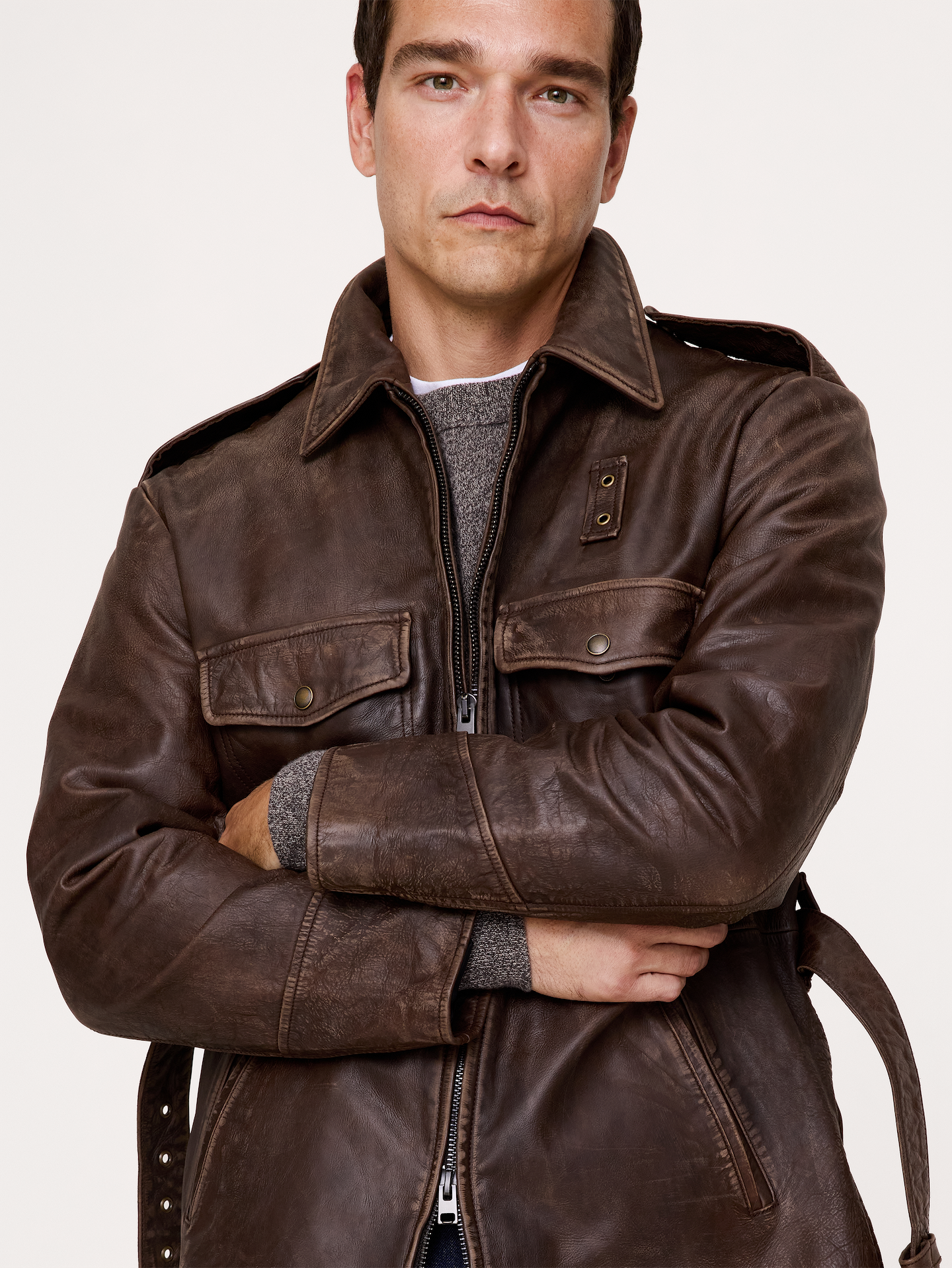 Image number 8 showing, Archive Reissue Leather Belted Field Jacket