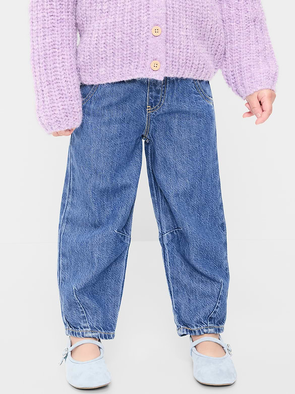 Pull-On Barrel-Leg Jeans for Toddler Girls