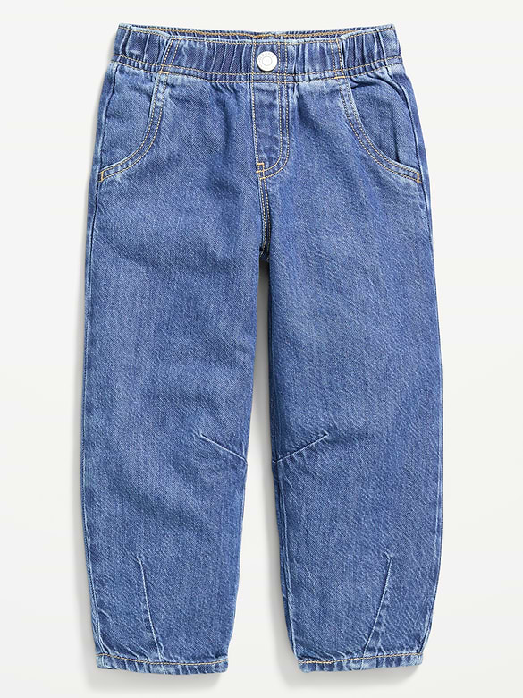 Pull-On Barrel-Leg Jeans for Toddler Girls