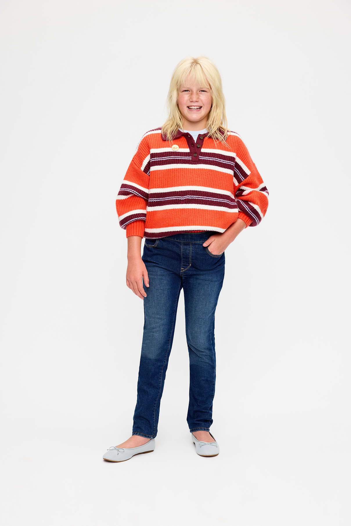 Image number 1 showing, Oversized Long-Sleeve Rugby Polo Sweater for Girls