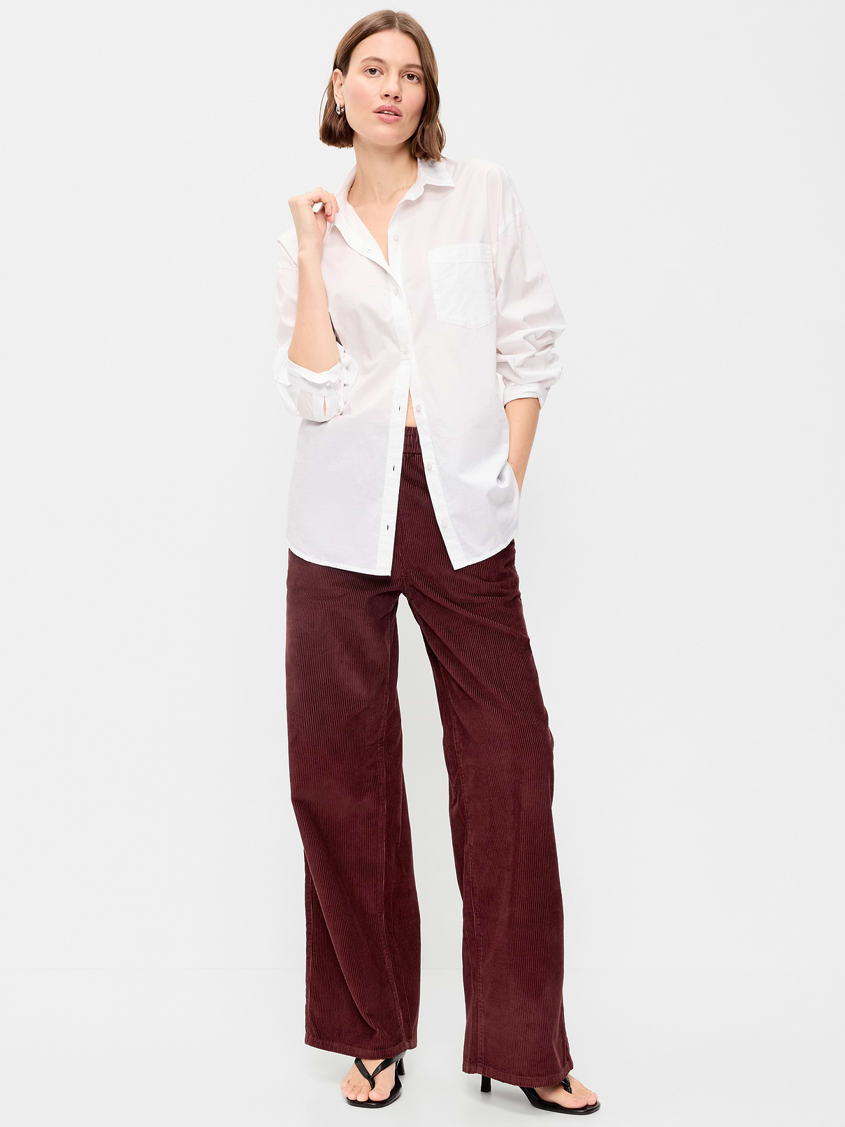 High-Waisted Baggy Wide-Leg Corduroy Pants