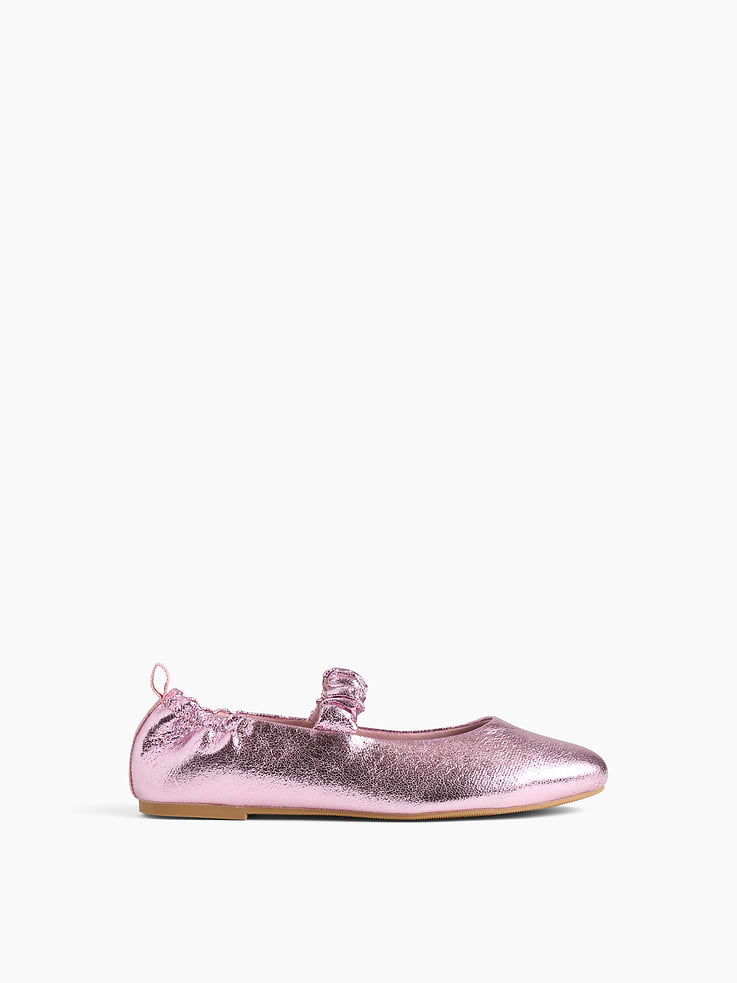 Image number 1 showing, Kids Metallic Ruched Vegan Leather Flats