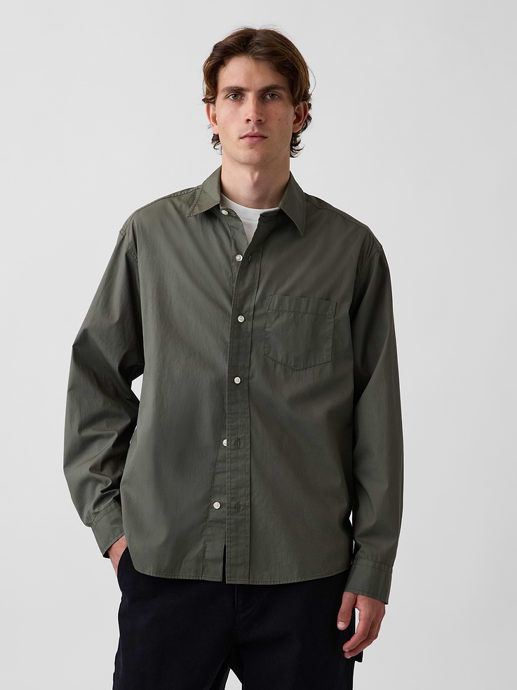 Image number 1 showing, Organic Cotton Poplin Relaxed Shirt