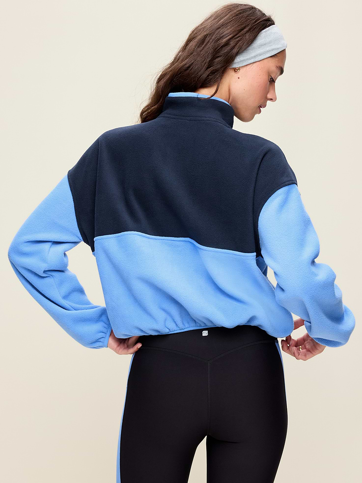 Image number 2 showing, Oversized Half-Zip Cropped Fleece Sweatshirt