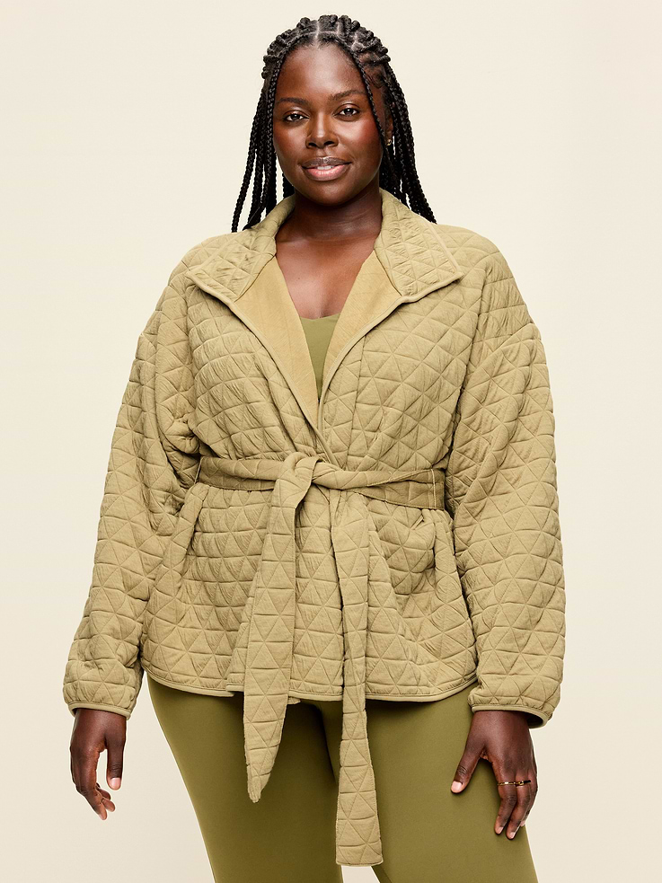 Image number 6 showing, Quilted Bounce Fleece Wrap-Front Jacket