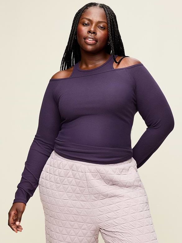 CloudLite Ribbed Long-Sleeve Boatneck Top