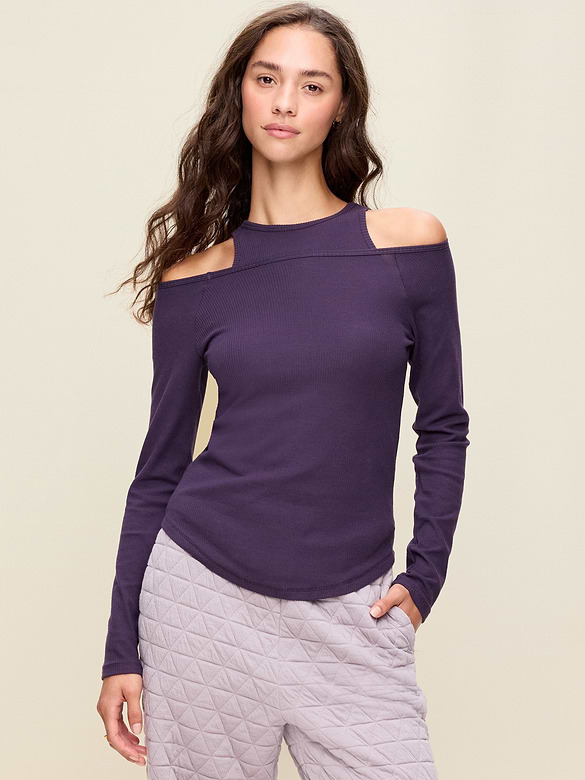 CloudLite Ribbed Long-Sleeve Boatneck Top