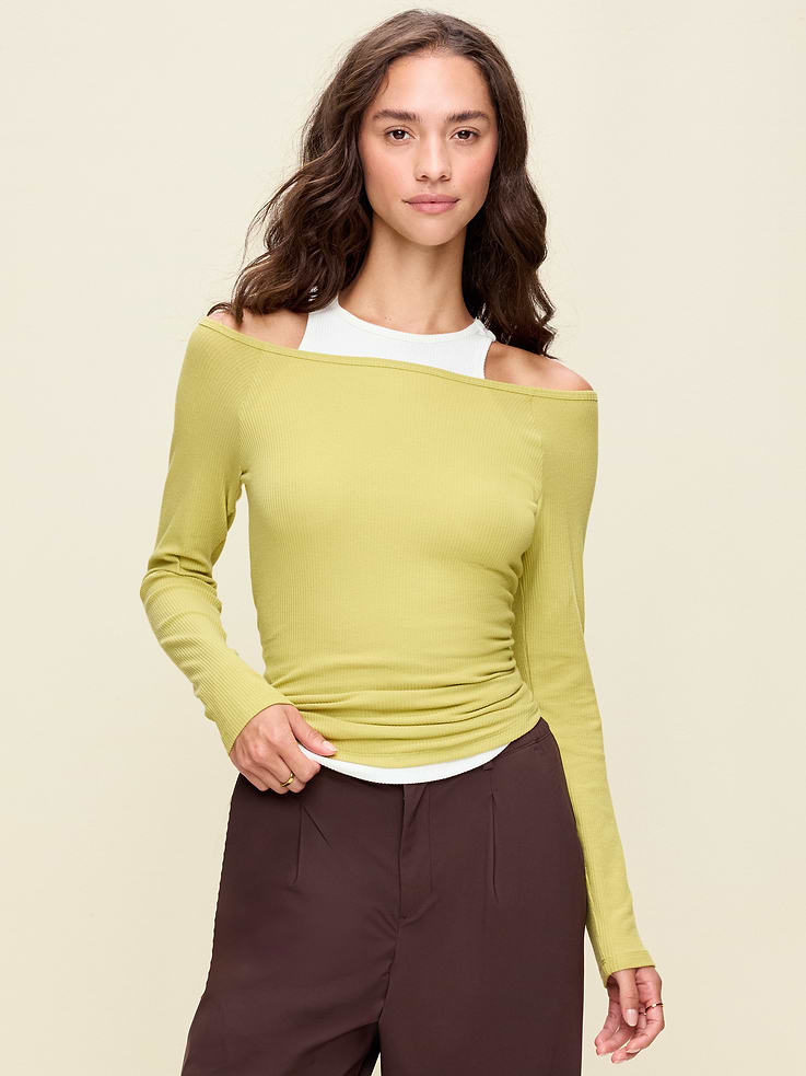 Image number 1 showing, CloudLite Ribbed Long-Sleeve Boatneck Top