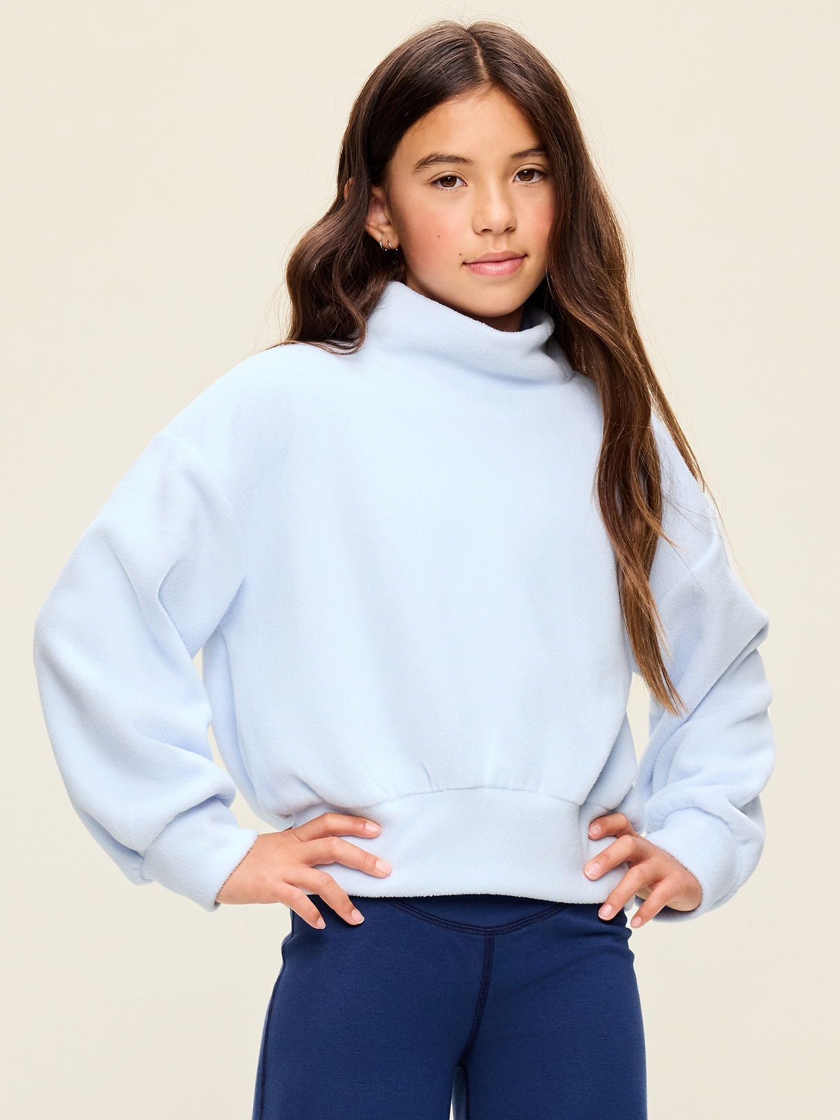 Long-Sleeve Mock-Neck Microfleece Top for Girls | Old Navy