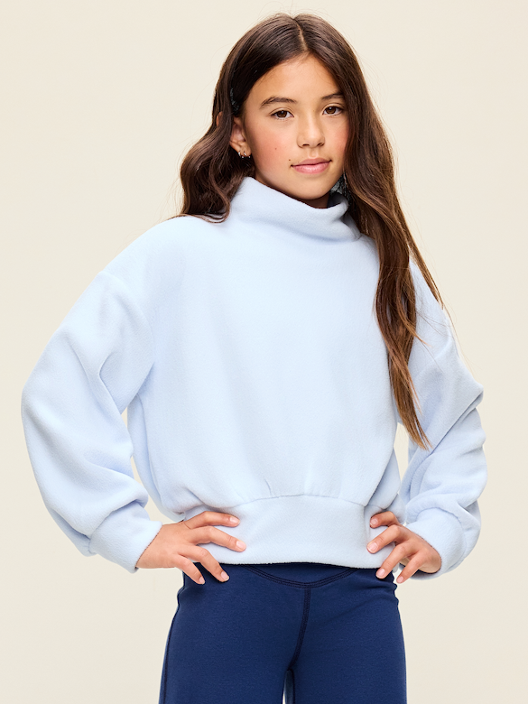 Long-Sleeve Mock-Neck Microfleece Top for Girls