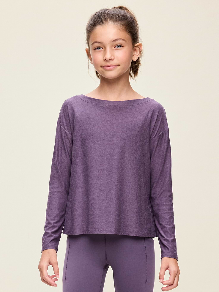 Image 1 of 4, Keep ‘em moving in Old Navy Sport's CloudMotion: A lightweight, drapey fabric with an ultra-soft, cloud-like feel., boatneck, long sleeves, drop shoulders, drapey cross-back, Product #909540