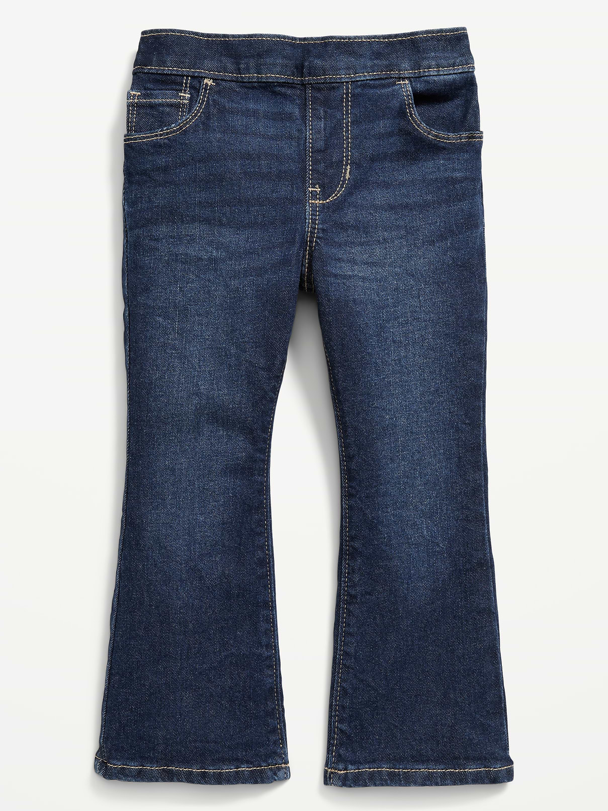 L'image numéro 3 présente Jean Wow évasé à taille haute élastique pour toute-petite fille