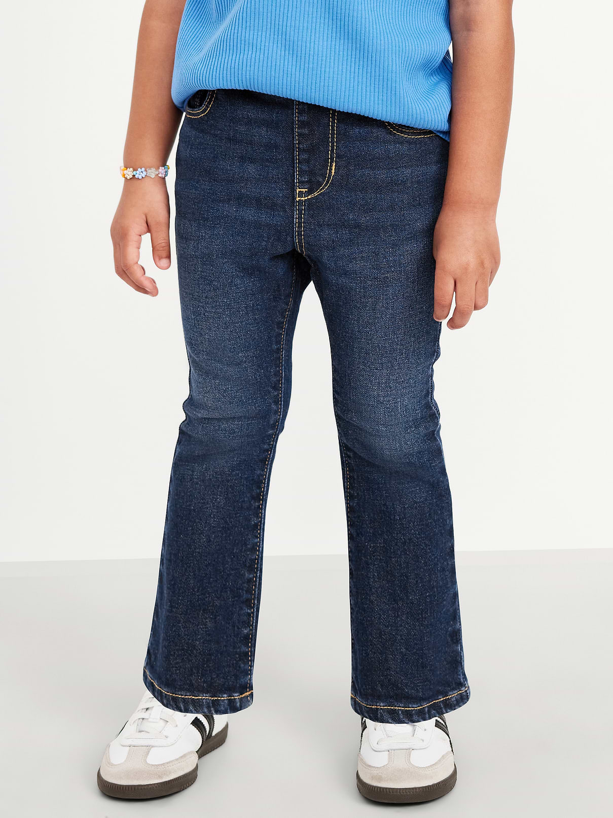 L'image numéro 2 présente Jean Wow évasé à taille haute élastique pour toute-petite fille
