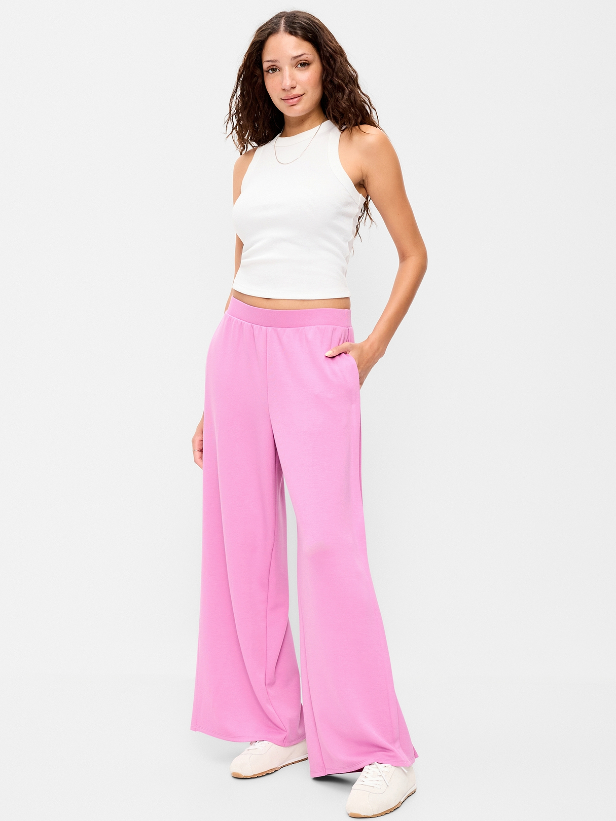 High-Waisted Bounce Lite Drapey Wide-Leg Pleated Pants | Old Navy