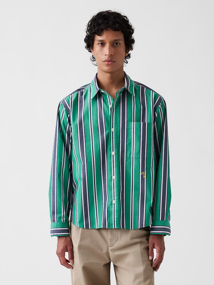 Image number 1 showing, Gap × Malbon Poplin Stripe Shirt