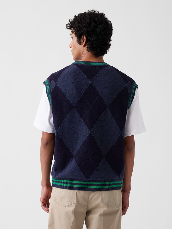 Gap × Malbon Oversized Argyle Sweater Vest
