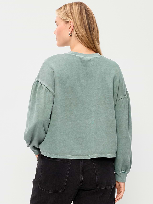 SoComfy Oversized Puff-Sleeve Cropped Sweatshirt